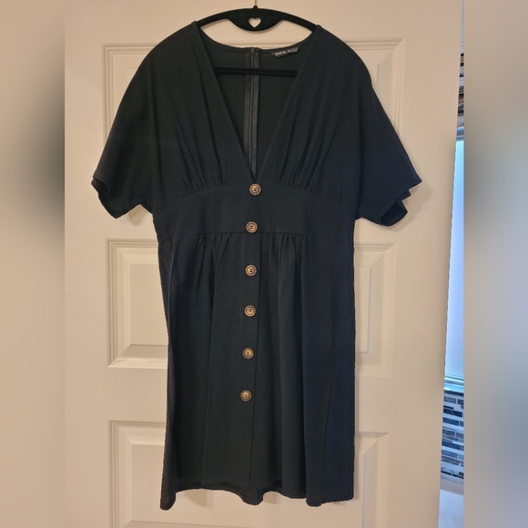 Shein Plunging deep V neck black mini dress - Picture 3 of 7
